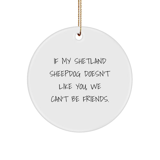 Funny Shetland Sheepdog Christmas Unique Gifts for Shetland Sheepdog Lovers, Circle Ornament with Quote from Men to Family - Image 1