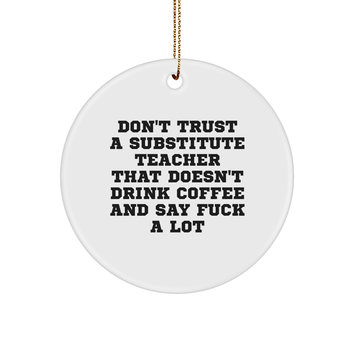 Funny Substitute Teacher Gifts from Friends - 'Don't Trust...' Circle Ornament for Christmas - Image 1