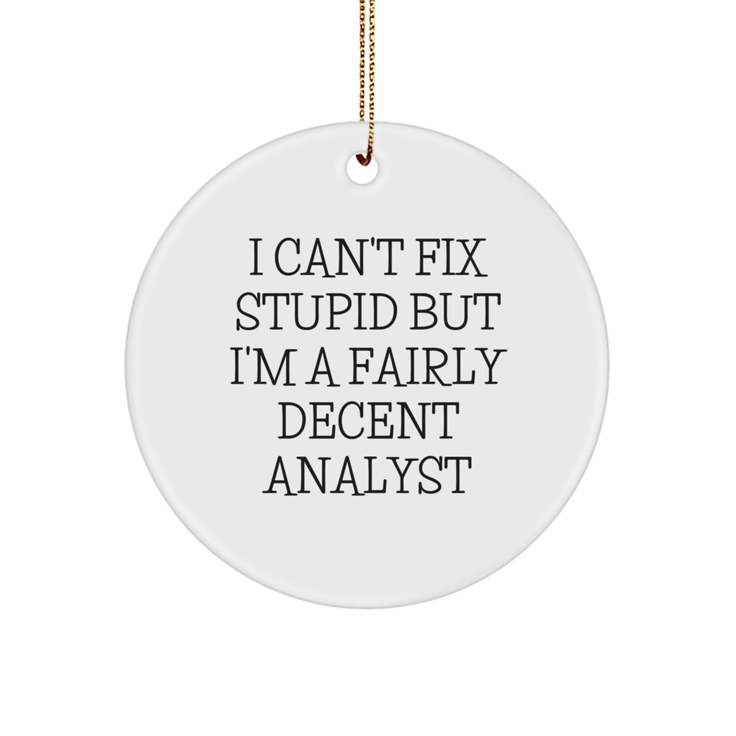 Funny Analyst Gifts from Friends for Christmas - I Can't Fix Stupid But I'm A Fairly Decent Circle Ornament - Image 1