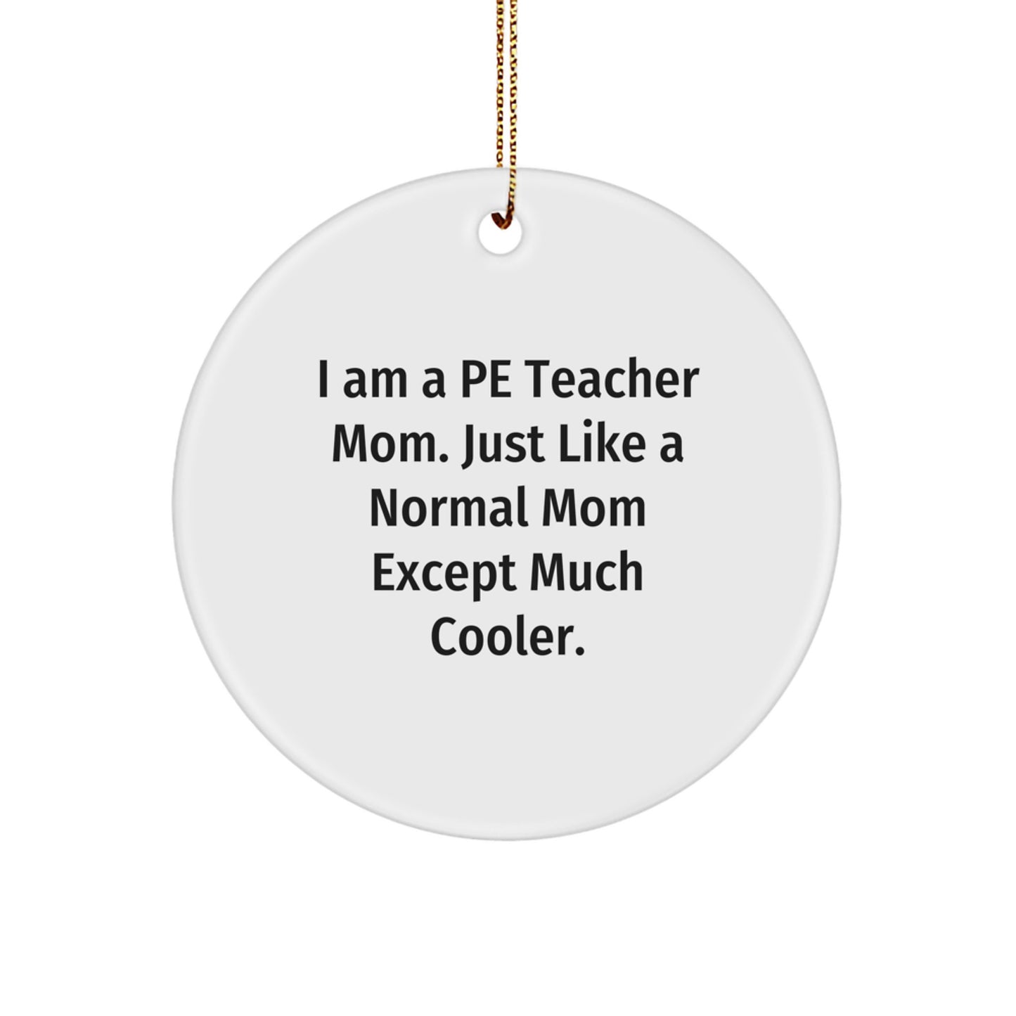 Funny PE Teacher Circle Ornament Gifts from Mom - Unique Christmas Ornament for PE Teacher Friends Family - Image 1