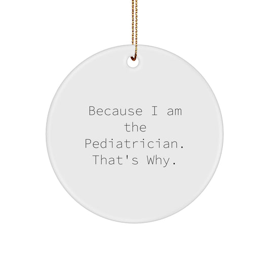 Funny Pediatrician Gifts for Friends, Unique Circle Ornament from Men, Because I Am The Pediatrician Gifts for Family at Christmas - Image 1