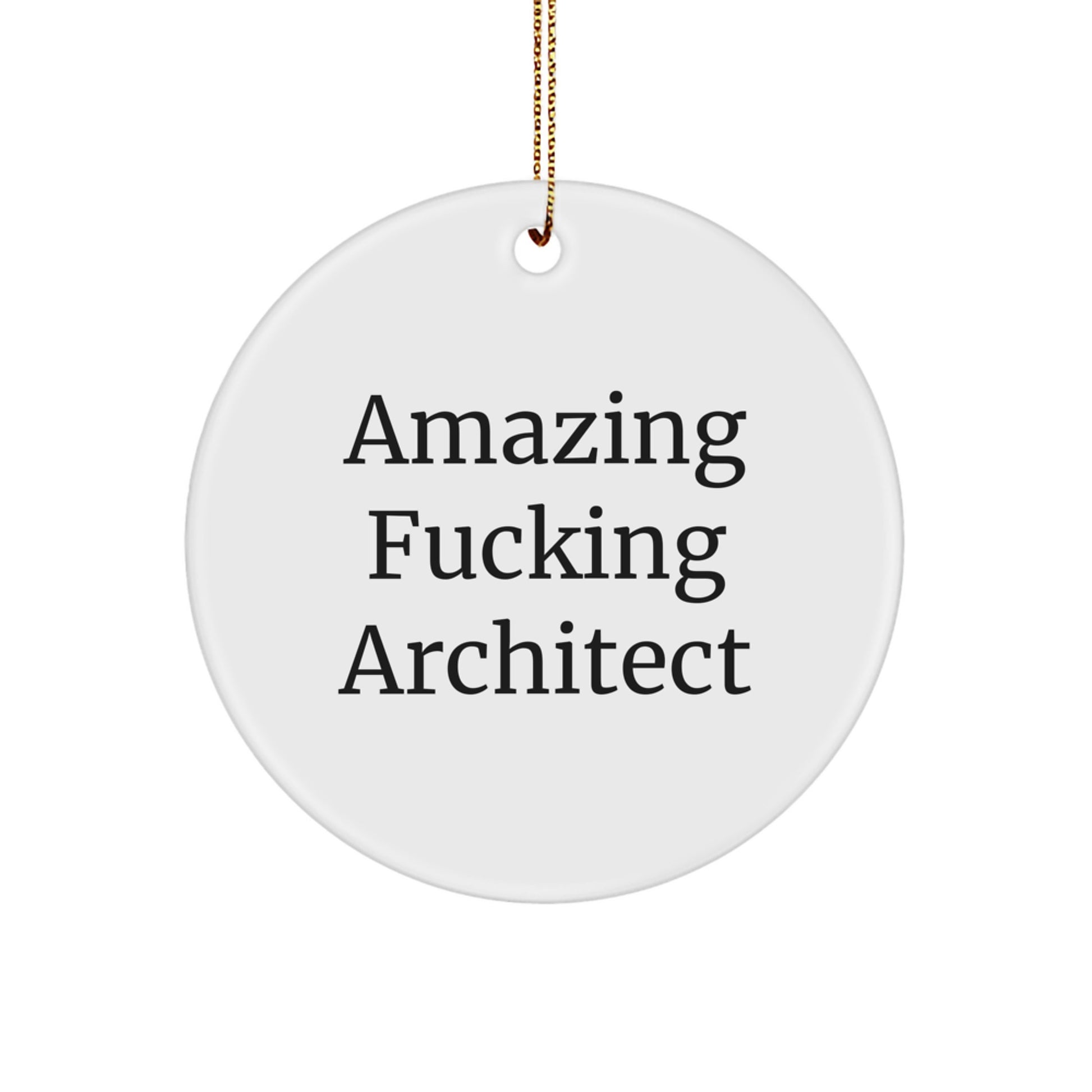 Funny Architect Gifts for Men from Friends Circle Ornament with Amazing F--king Architect Quote, Christmas Unique Decorations - Image 1