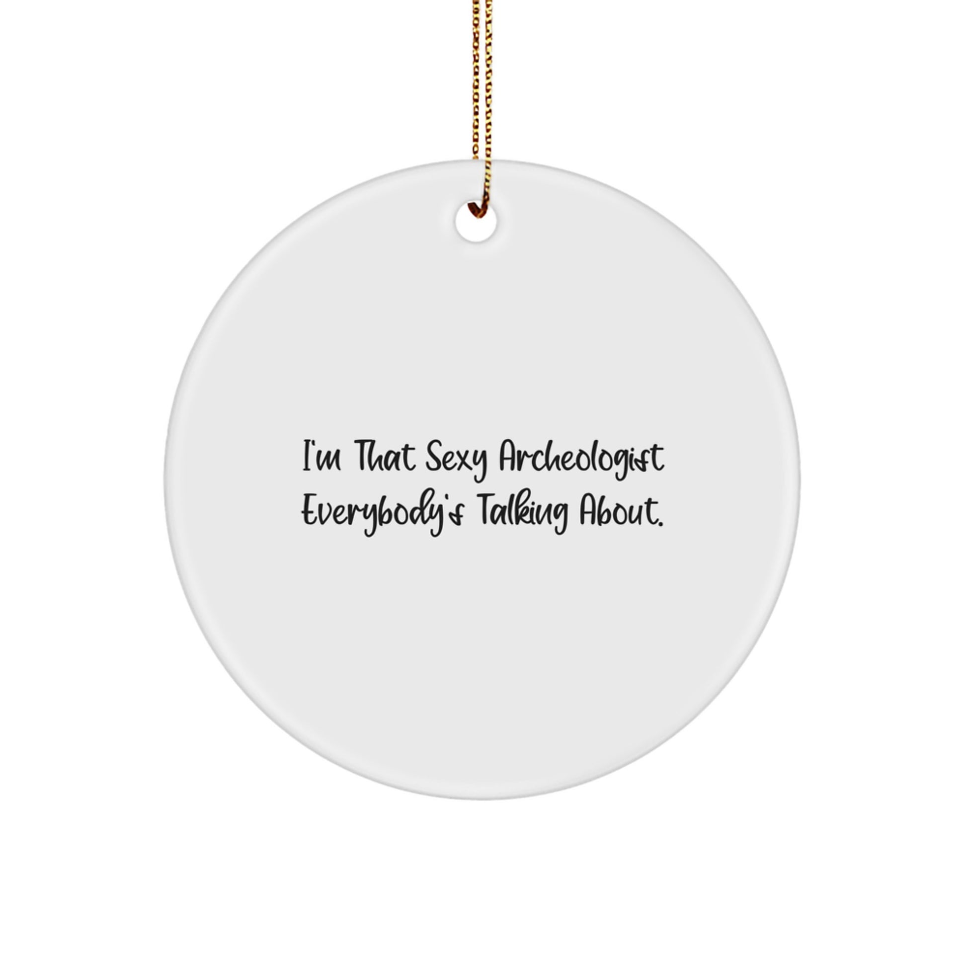 Funny Archeologist Gifts from Friends for Archeologists - Circle Ornament with I'm That Sexy Archeologist Everybody's Talking About. - Image 1