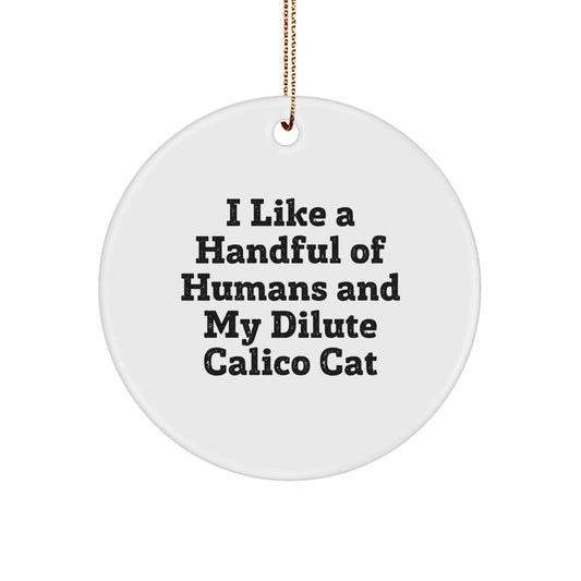 Dilute Calico Cat Circle Ornament, Funny Quote, Gifts for Dilute Calico Cat Lovers from Family, Unique Christmas Unique Gifts for Dilute Calico Cat Enthusiasts - Image 1