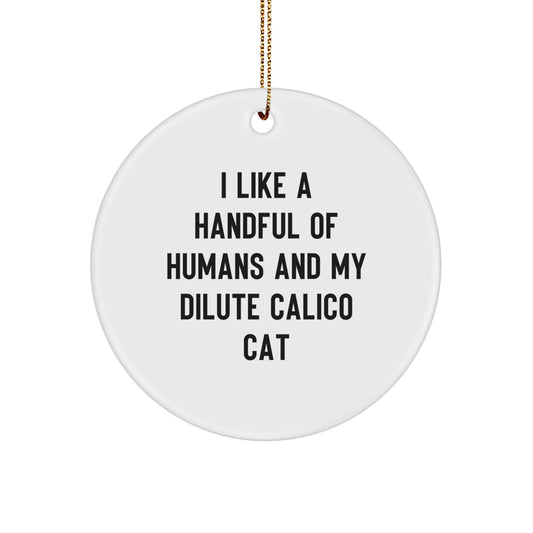 Dilute Calico Cat Lover Gifts - I Like a Handful of Humans and My Dilute Calico Cat Christmas Ornament for Women Men Friends Family - Image 1