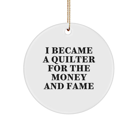 Quilter Gifts from Friends for Quilter - Funny Circle Ornament, White, Christmas Unique Gifts - Image 1