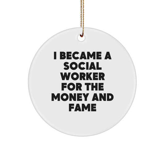 Funny Social Worker Christmas Unique Gifts for Social Workers - Circle Ornament from Friends, Coworkers, Family - Image 1