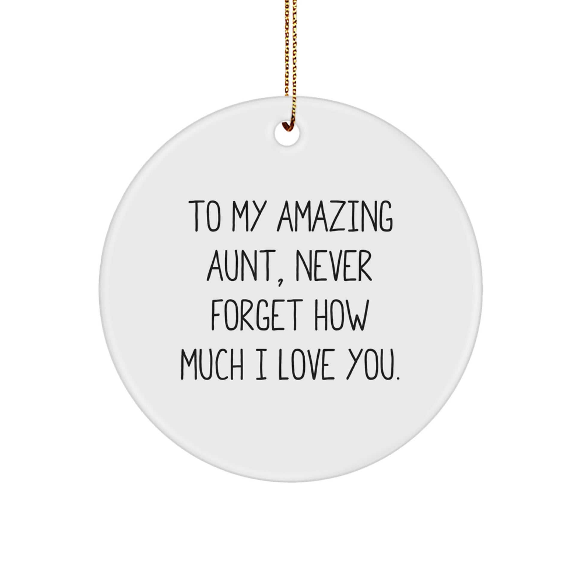 Aunt Gifts Circle Ornament - 'To My Amazing Aunt, Never Forget How Much I Love You.' - Gifts from Men for Aunt - Unique Christmas Unique Gifts for Women - Image 1