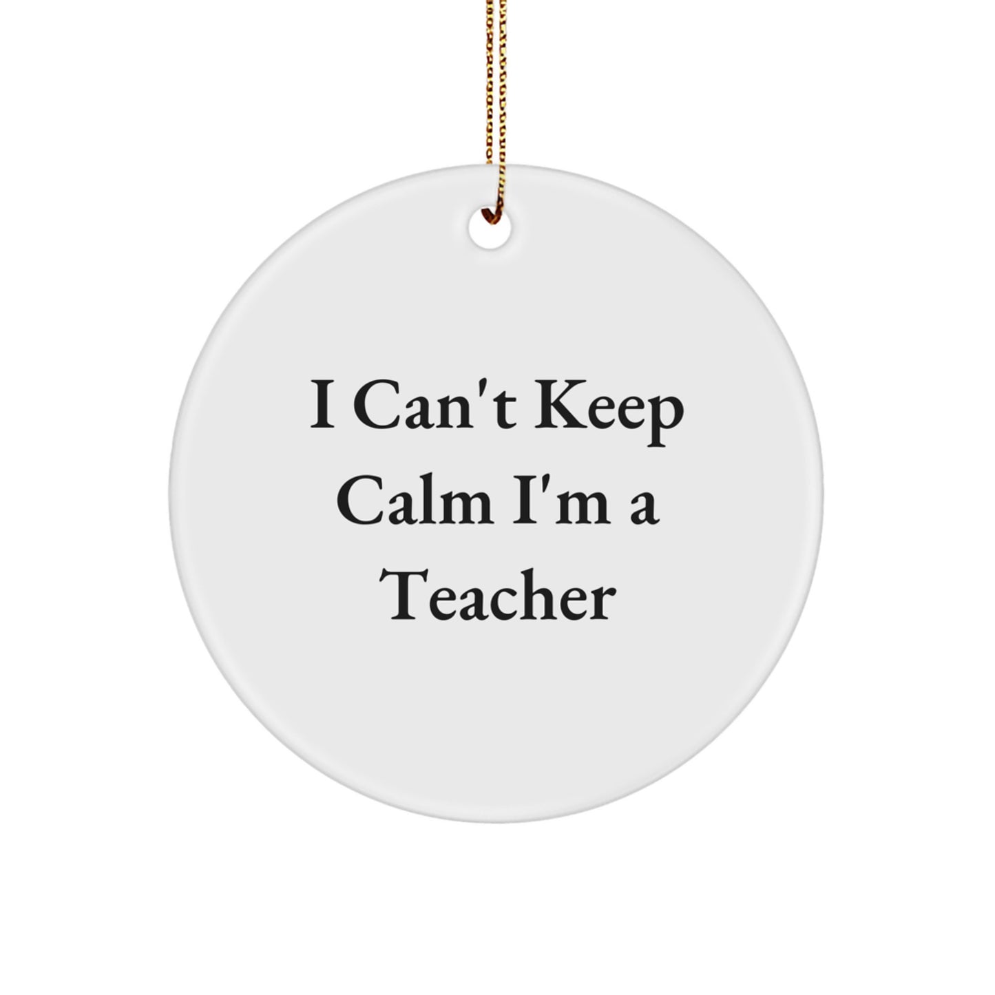 Funny Teacher Gifts from Friends, Cute Circle Ornament with I'm a Teacher Quote, Christmas Unique Gifts - Image 1