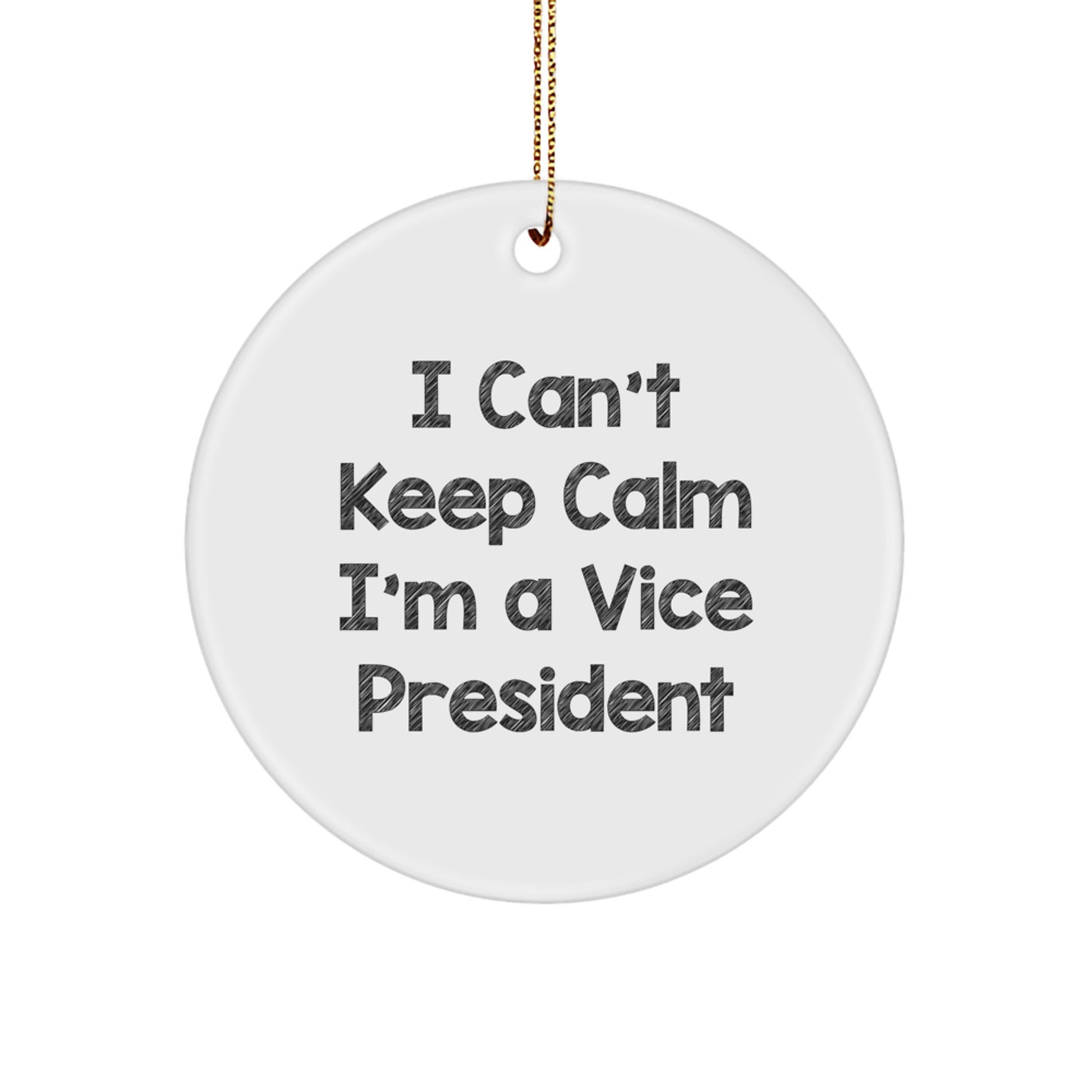 Funny Vice President Gifts for Men - I Can't Keep Calm I'm A Vice President Circle Ornament, White Christmas Decorations, Gifts from Friends and Family - Image 1