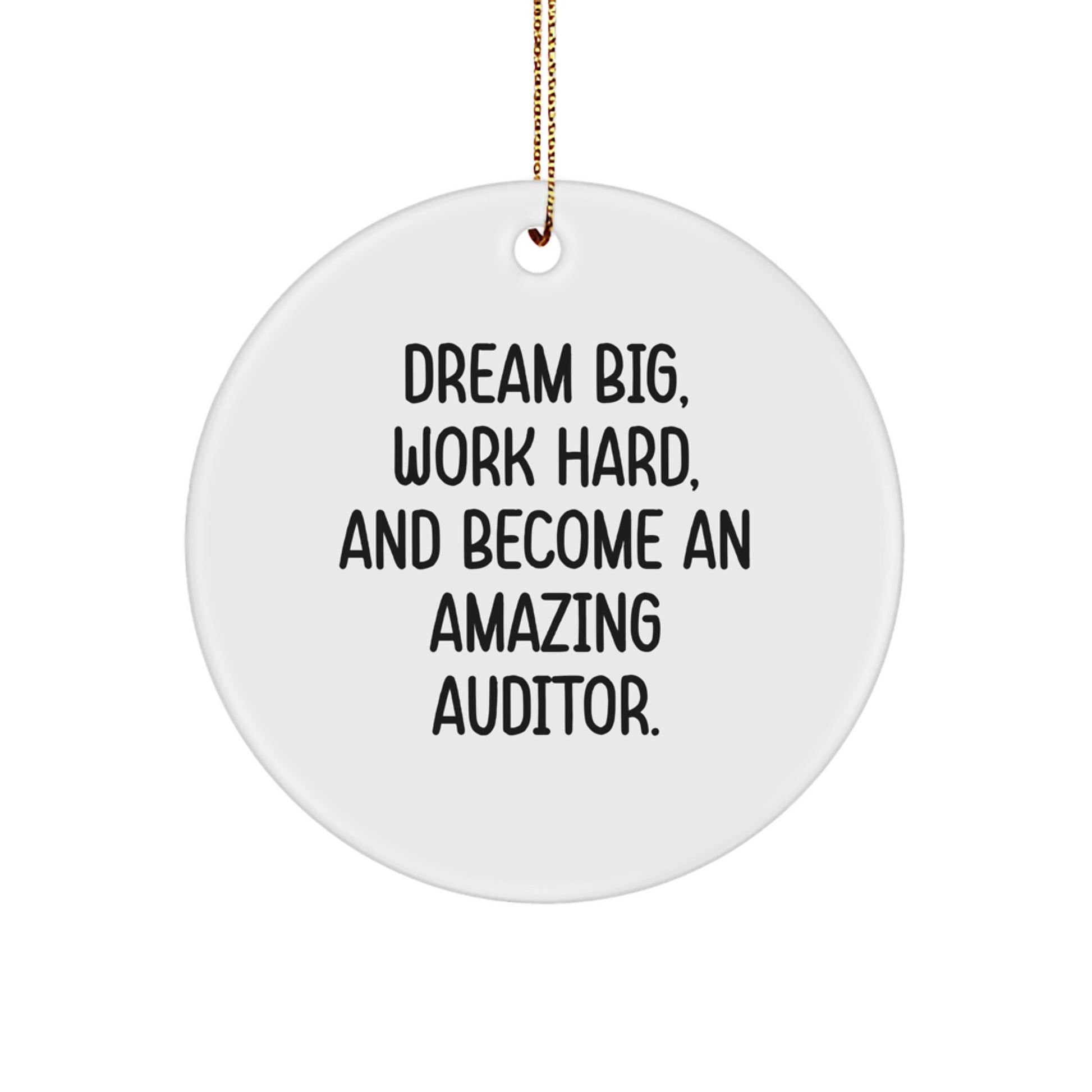 Auditor Gifts for Men from Family, Dream Big Work Hard Circle Ornament, Christmas Unique Presents - Image 1