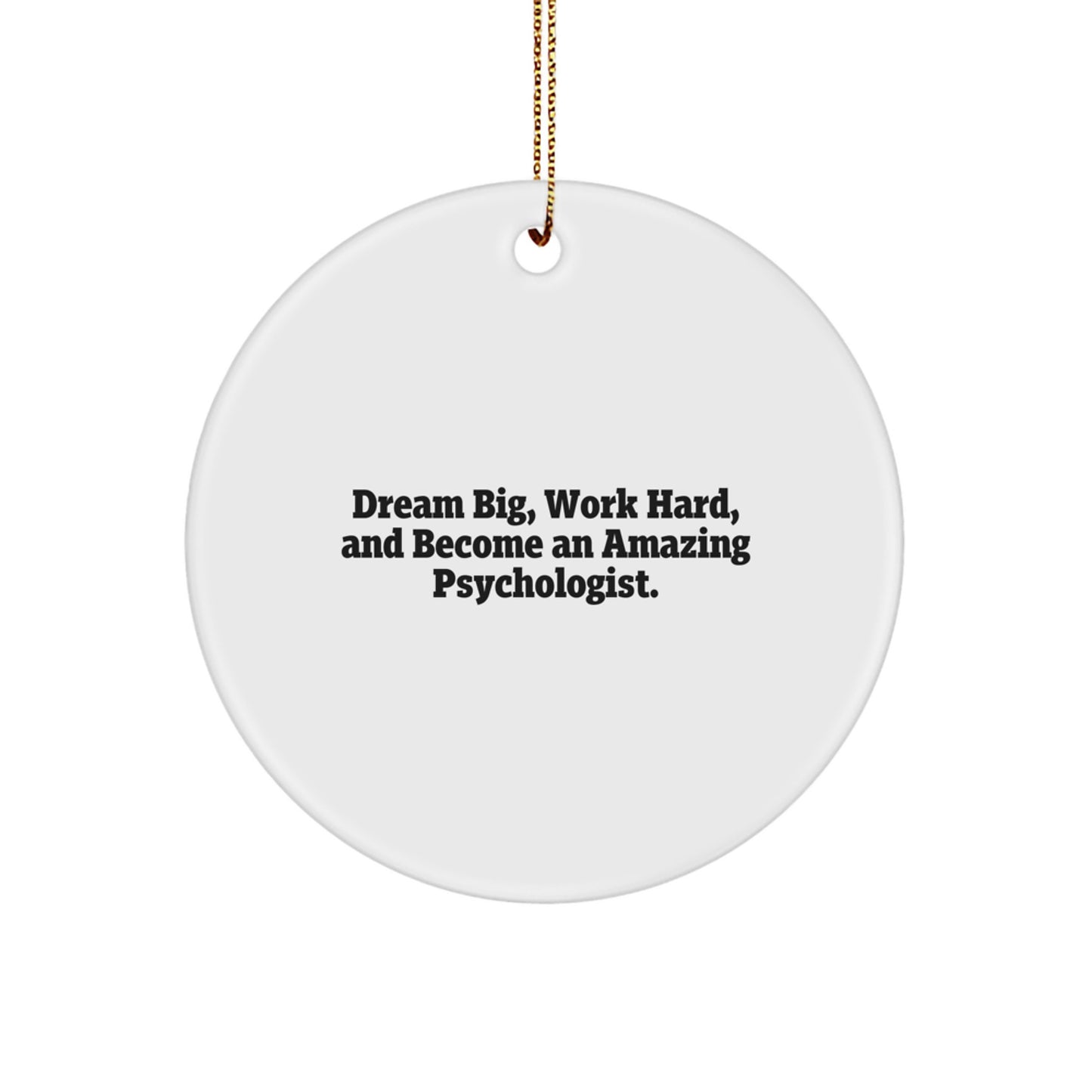 Funny Inspirational Gifts from Friends to Psychologist with Dream Big, Work Hard Quote, Christmas Unique Circle Ornament for Psychologist Office Decor - Image 1