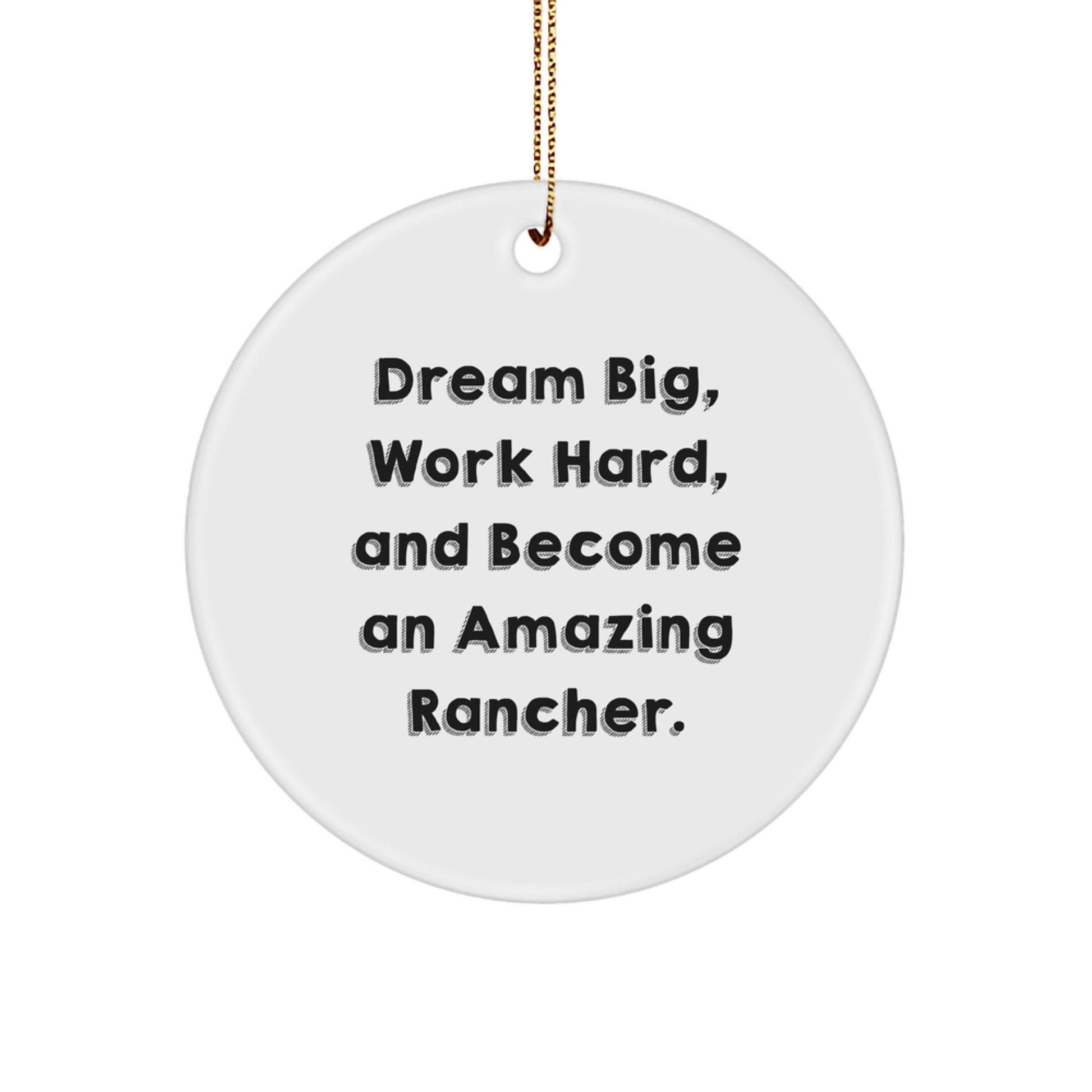 Dream Big Funny Rancher Gifts from Friends and Family for Christmas Unique Circle Ornament - Image 1