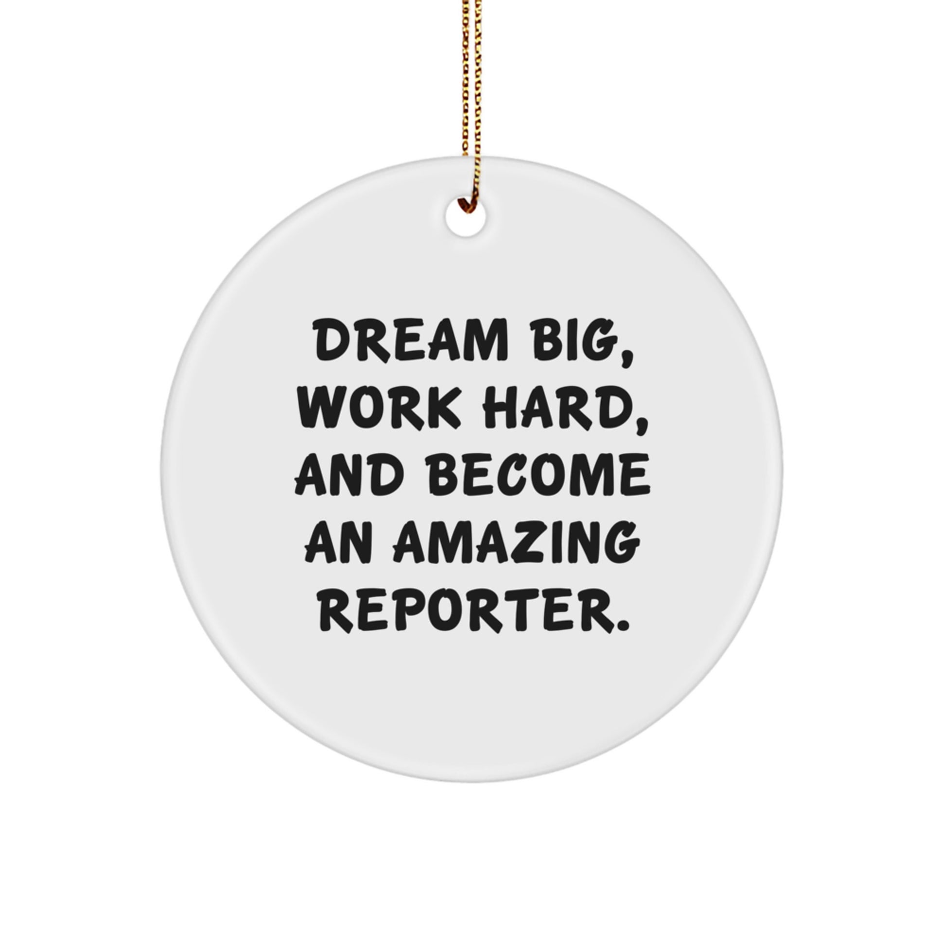 Funny Reporter Christmas Unique Gifts from Friends to Family - Dream Big Circle Ornament - Image 1