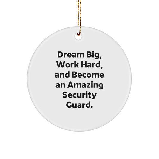 Gifts from Family, Friends, or Coworkers to Security Guard Men and Women - 'Dream Big, Work Hard, And Become An Amazing Security Guard.' Circle Ornament for Christmas Unique Gifts - Image 1