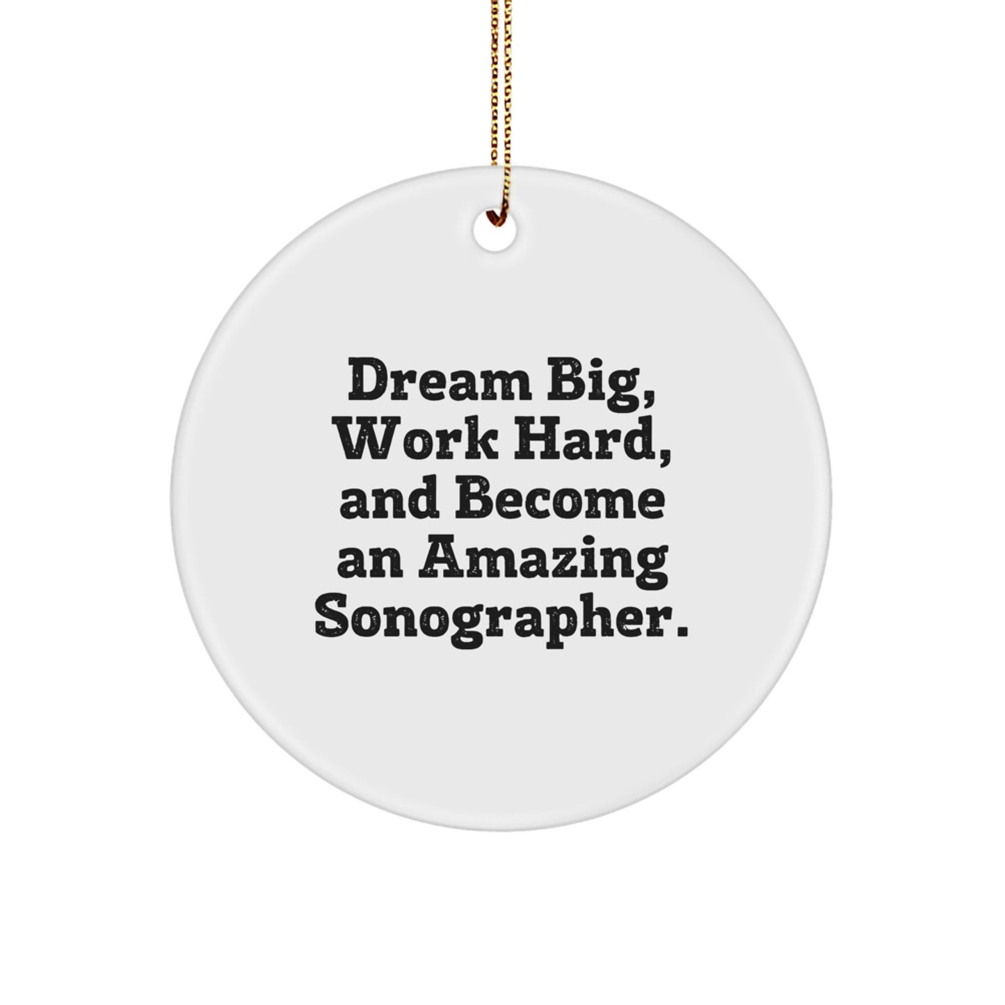 Sonographer Gifts from Family and Friends for Christmas Unique Inspirational Circle Ornament, 'Dream Big, Work Hard, And Become An Amazing Sonographer.' - Image 1