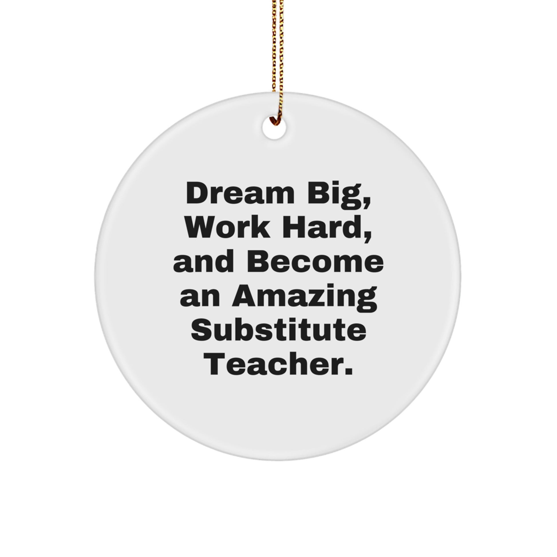 Funny Inspirational Quote Sublimated Circle Ornament for Substitute Teacher Gifts, Gifts from Family to Substitute Teacher, Christmas Unique Gift for Substitute Teacher - Image 1