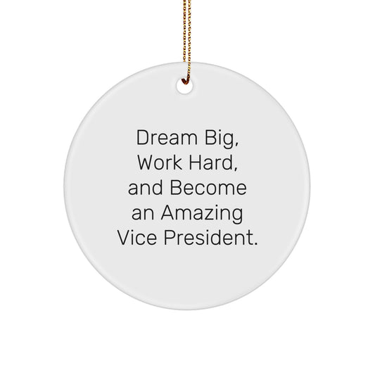 Vice President Gifts from Friends, Funny Motivational Quote, Unique Circle Ornament for Christmas Unique Gifts - Image 1