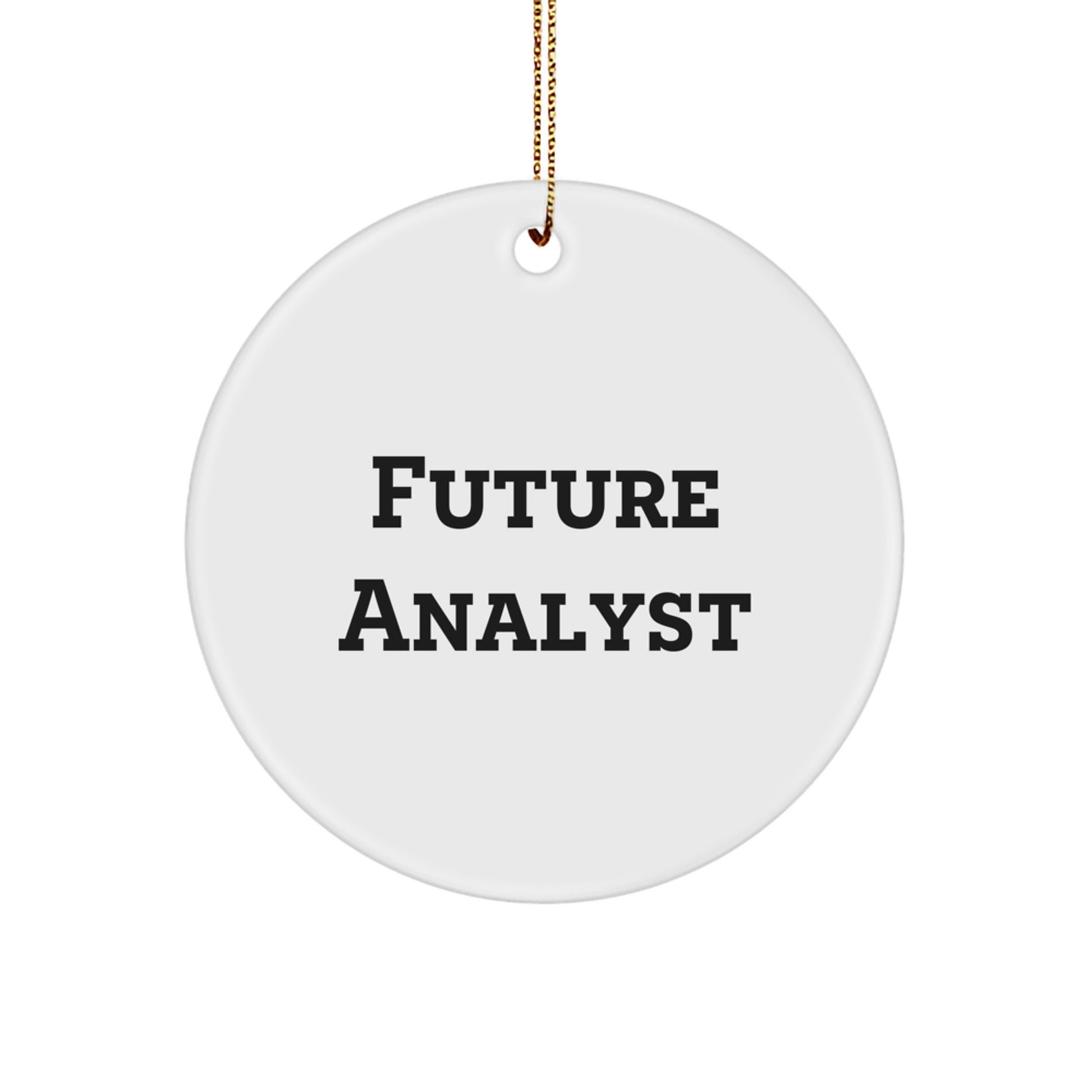 Funny Future Analyst Quote Circle Ornament, Gifts from Friends for Future Analyst, White Circle Shaped, 2.75'' Tall, 0.5 oz, Durable MDF, High-Gloss Finish, Vibrant Printing, Perfect for Christmas - Image 1