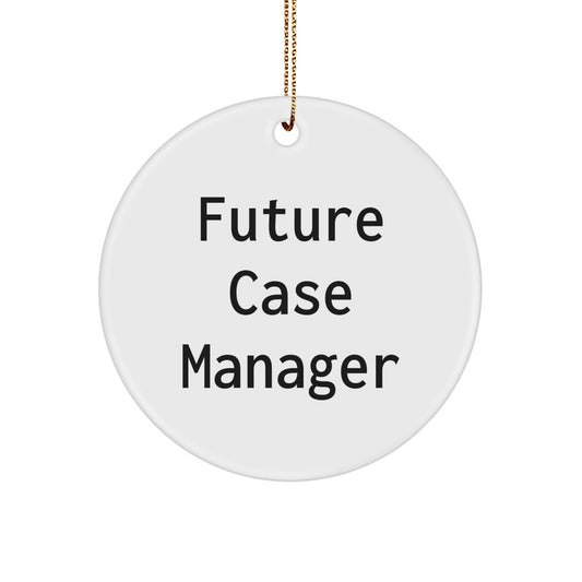 Funny Future Case Manager Gifts from Friends, Case Manager Christmas Unique Gifts for Friends, Christmas Circle Ornament with Inspirational Quote - Image 1