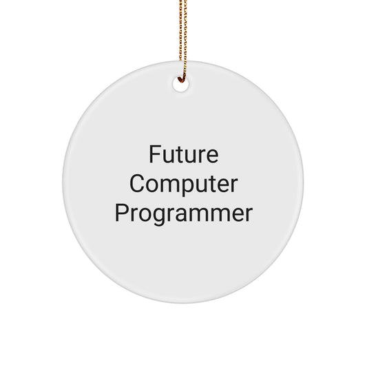 Funny Computer Programmer Inspirational Quote Circle Ornament Gifts from Family for Future Computer Programmer at Christmas - Image 1