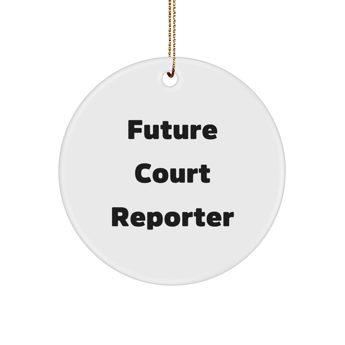 Gifts from Friends and Family for Future Court Reporter, Cute 'May the Words Flow' Circle Ornament, White, Christmas Unique Gifts - Image 1