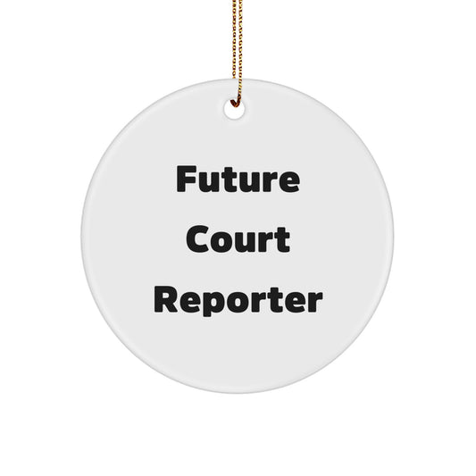 Gifts from Friends and Family for Future Court Reporter, Cute 'May the Words Flow' Circle Ornament, White, Christmas Unique Gifts - Image 1