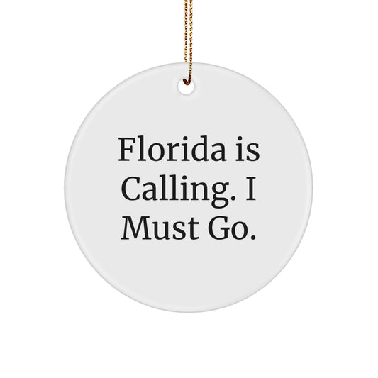 Florida Fun Quote Circle Ornament Gifts from Florida Lovers for Florida Friends and Family Christmas Unique Gifts - Image 1