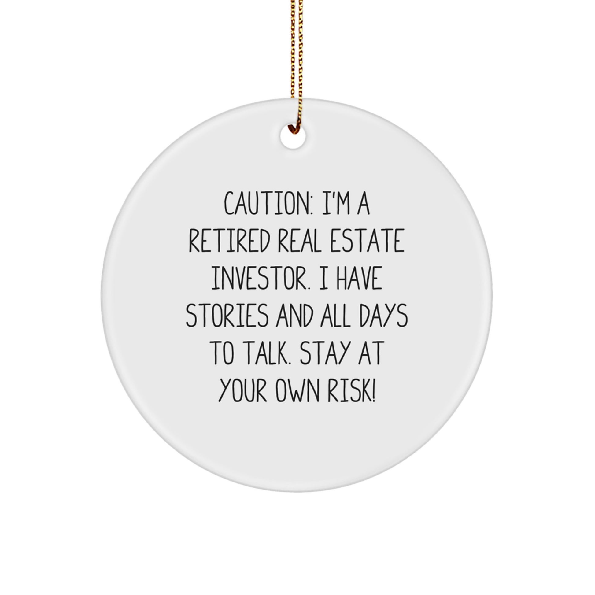 Funny Real Estate Investor Gifts from Friends, Christmas Unique Ornaments for Real Estate Investor Men, White Circle Shaped MDF - Image 1