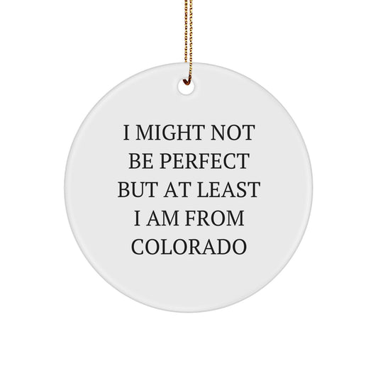 Funny Colorado Gifts from Men to Friends - Christmas Circle Ornament with I Might Not Be Perfect Quote - Image 1