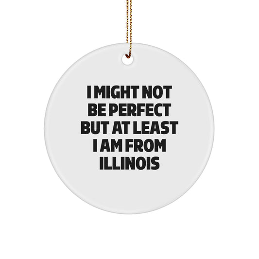 Funny Illinois Circle Ornament Gifts from Friends to Family for Christmas Decorations - I Might Not Be Perfect But At Least I Am From Illinois - Image 1