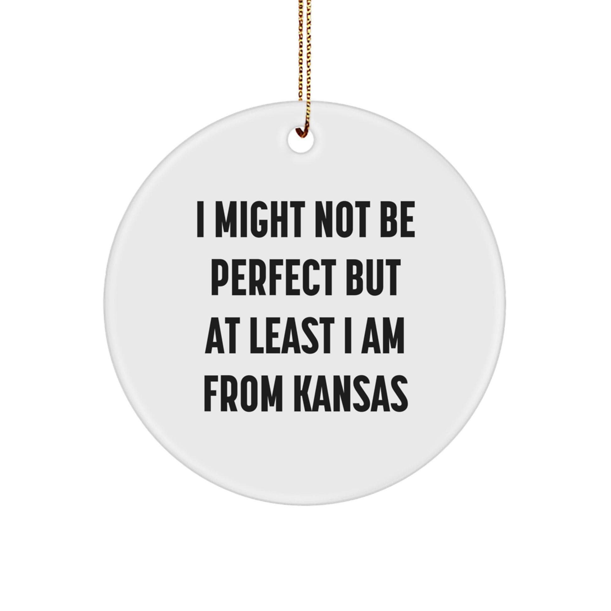 Kansas Gifts from Friends, Funny Circle Ornament, 'I Might Not Be Perfect' - Image 1