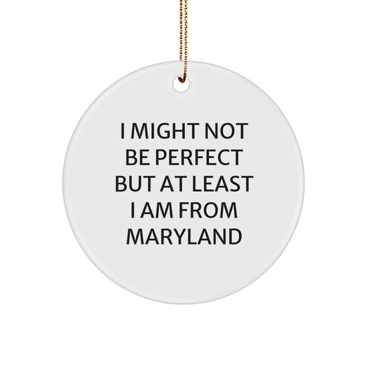 Funny Maryland Circle Ornament Gifts from Friends and Family, I Might Not Be Perfect, Christmas Unique Gifts - Image 1