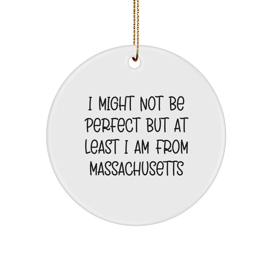 Funny Massachusetts Circle Ornament Gifts for Men Women Friends from Massachusetts Enthusiasts - Image 1