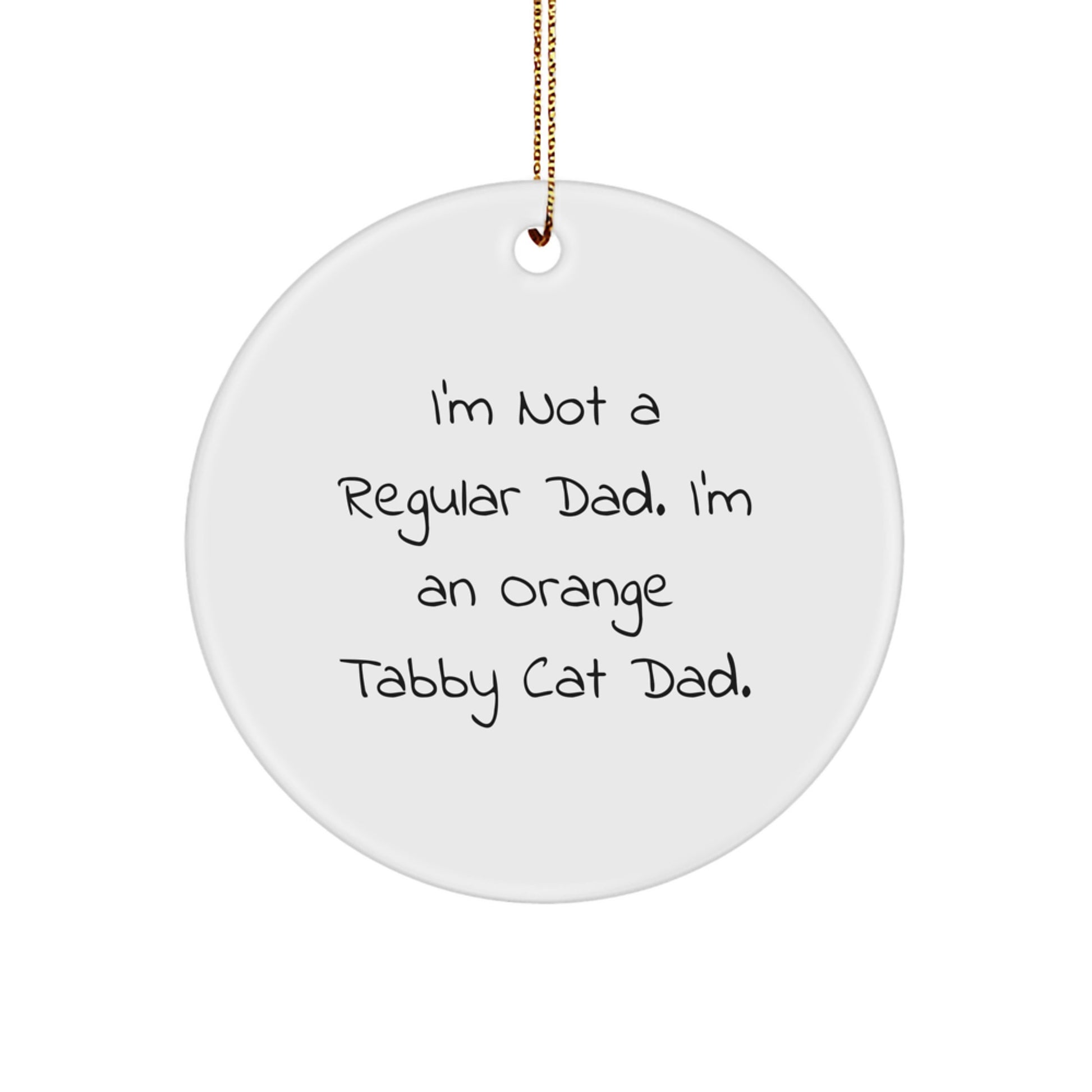 Funny Orange Tabby Cat Gifts for Dad, Christmas Unique Circle Ornaments with Quote - Gifts from Men to Orange Tabby Cat Loving Family Members - Image 1