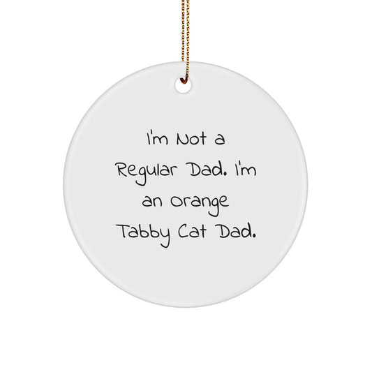 Funny Orange Tabby Cat Gifts for Dad, Christmas Unique Circle Ornaments with Quote - Gifts from Men to Orange Tabby Cat Loving Family Members - Image 1