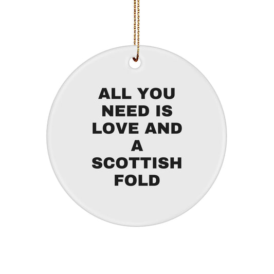 Scottish Fold Cat Circle Ornament Gifts from Friends for Christmas Unique Presents - Image 1