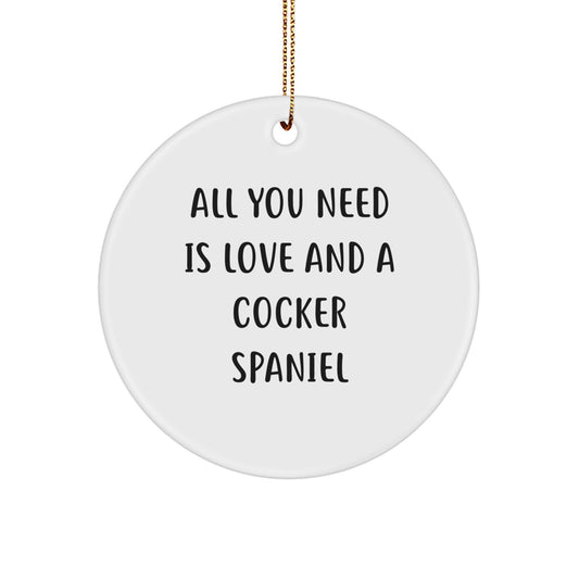 Cocker Spaniel Dog Lover Christmas Unique Gifts from Family for Men, Women, Friends, Co-Workers - Inspirational Cocker Spaniel Dog Quote Circle Ornament, Christmas Unique Decorations - Image 1