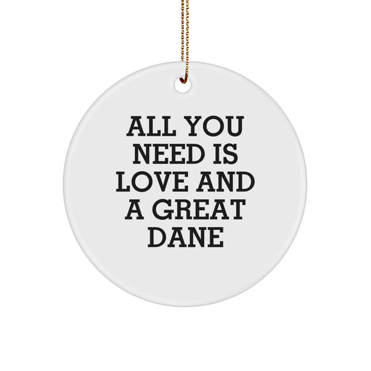 Great Dane Dog Christmas Circle Ornament Gifts for Men, Women, Friends, Family - Love and Great Danes - Unique Christmas Decorations - Image 1