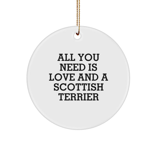 Unique Scottish Terrier Dog Circle Ornament Gifts from Men to Friends for Christmas - Image 1