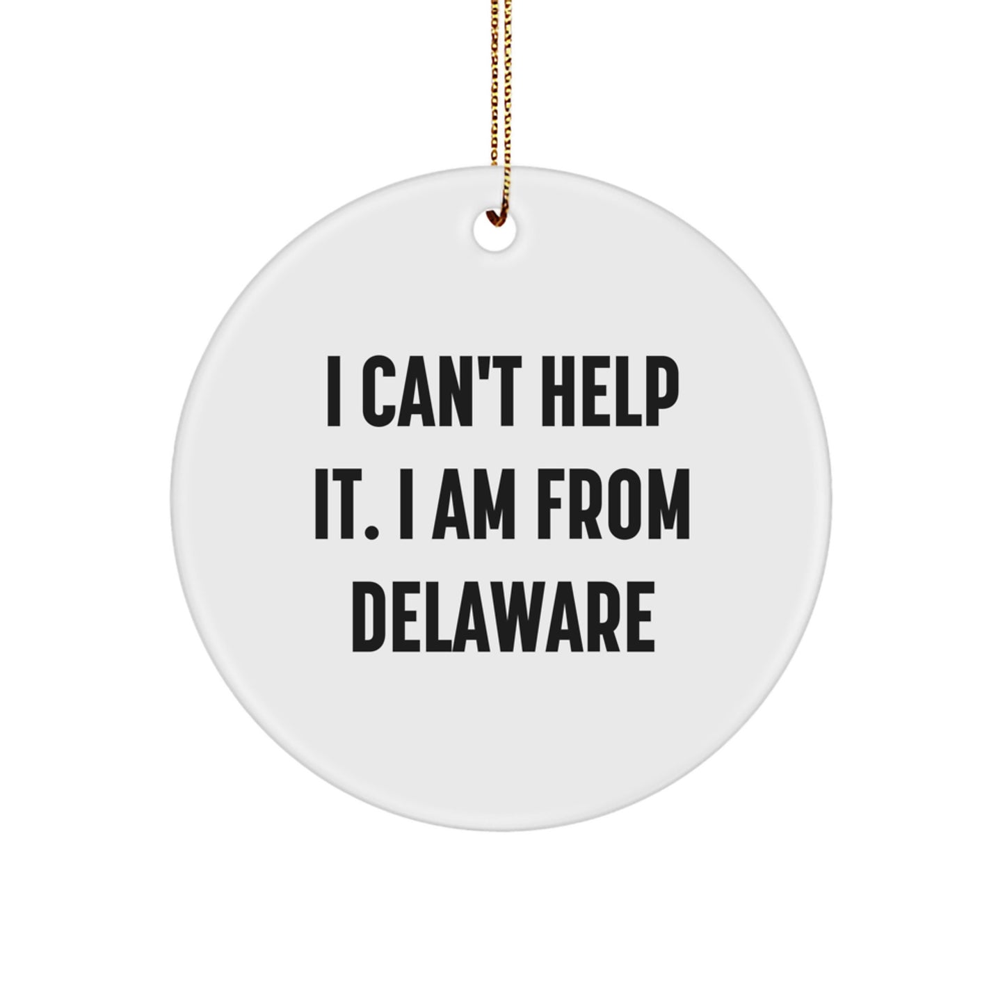 Delaware Proud Gifts from Friends to Family - Funny Quote Circle Ornament for Christmas Tree Decor - Image 1