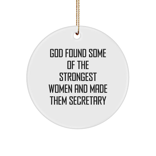 Funny Secretary Christmas Circle Ornament Gifts from Men to Secretary, Unique Secretary Birthday Unique Gift for Women, Inspirational Secretary Desk Decoration - Image 1
