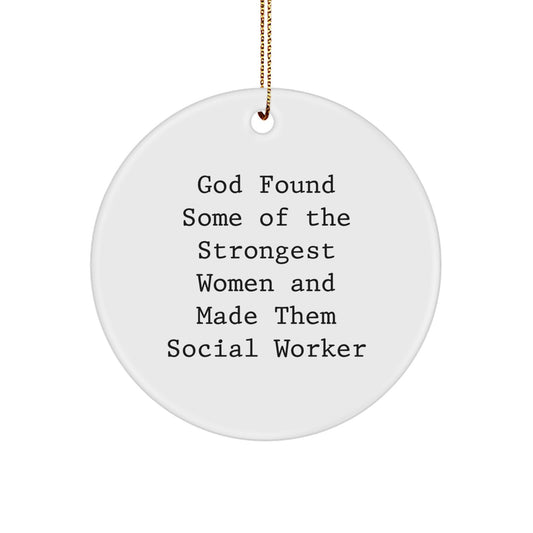 Funny Social Worker Circle Ornament Gifts from Men to Women Friends Coworkers at Christmas Time - Image 1