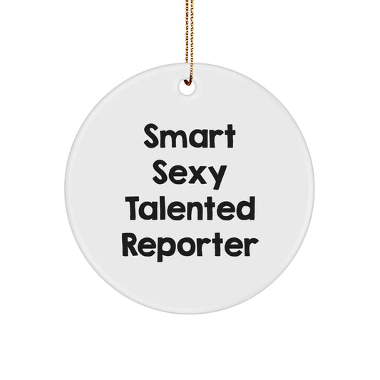 Funny Reporter Gifts from Men to Reporter Friends and Family at Christmas Unique Circle Ornaments - Image 1