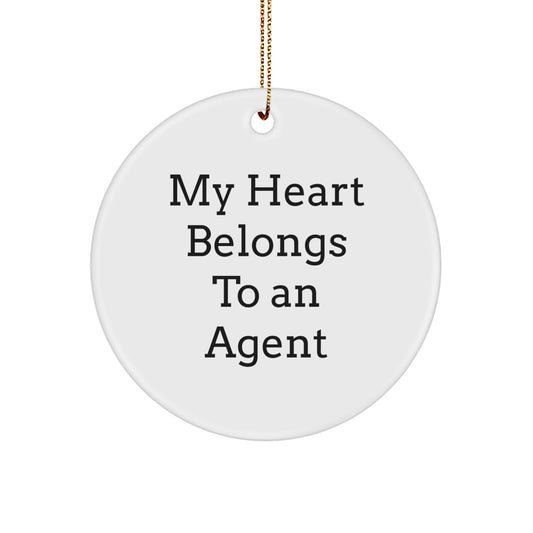 Funny Agent Circle Ornament, My Heart Belongs To An Agent Christmas Unique Gifts for Men, Women, Friends, Coworkers, Family from Loved Ones - Image 1