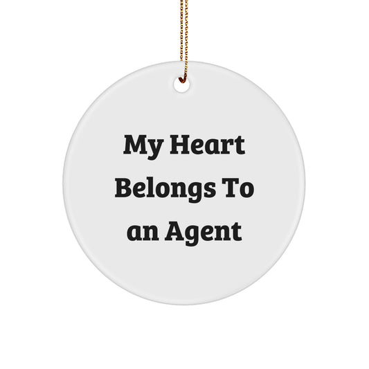 Funny Agent Gifts from Friends, Heart Belongs To A Spy, Circle Ornament for Christmas Unique Presents - Image 1