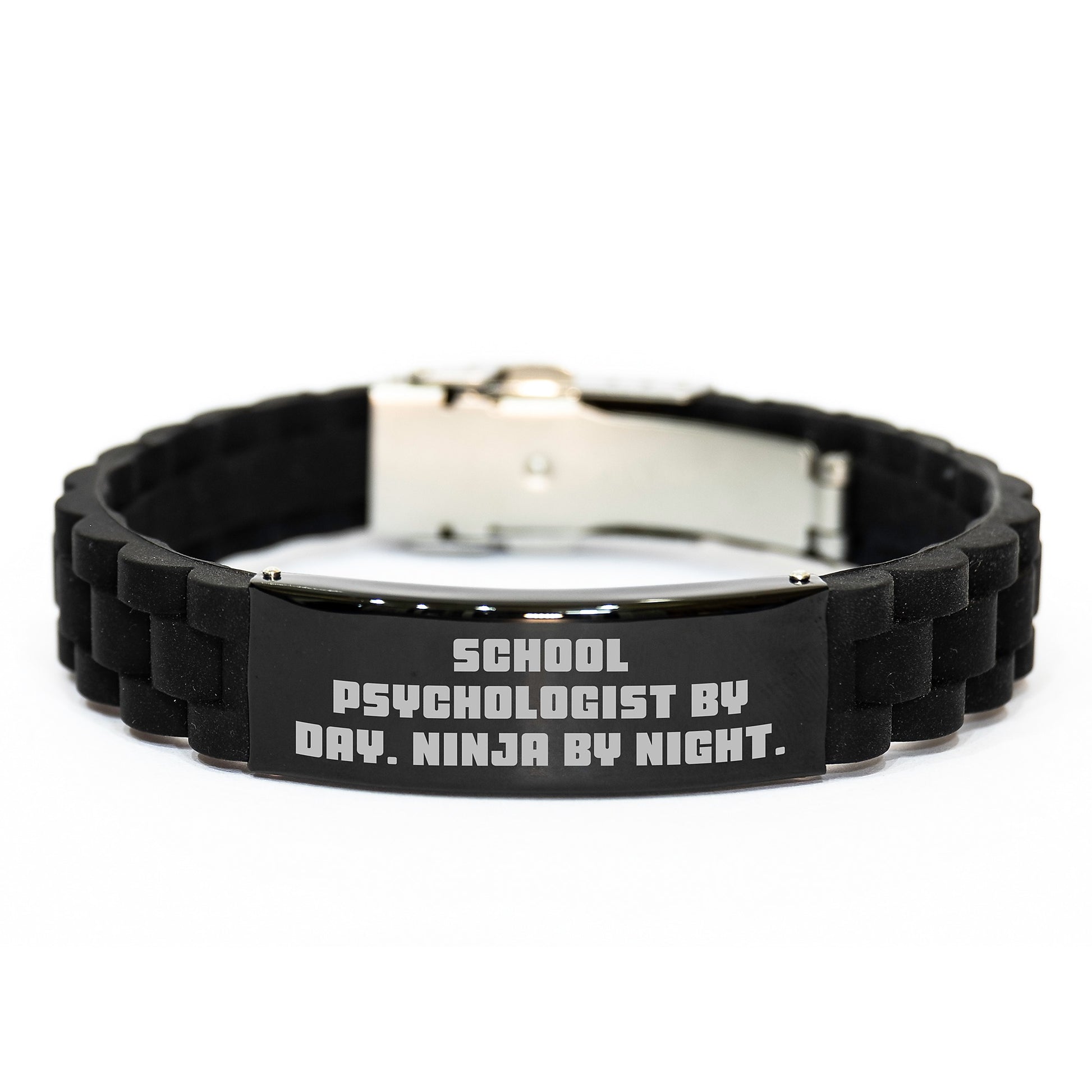 Funny School Psychologist Gifts, Glide lock Clasp Bracelet for Men, Women, Friends, Family - School Psychologist By Day. Ninja By Night. Christmas Unique Presents - Image 1