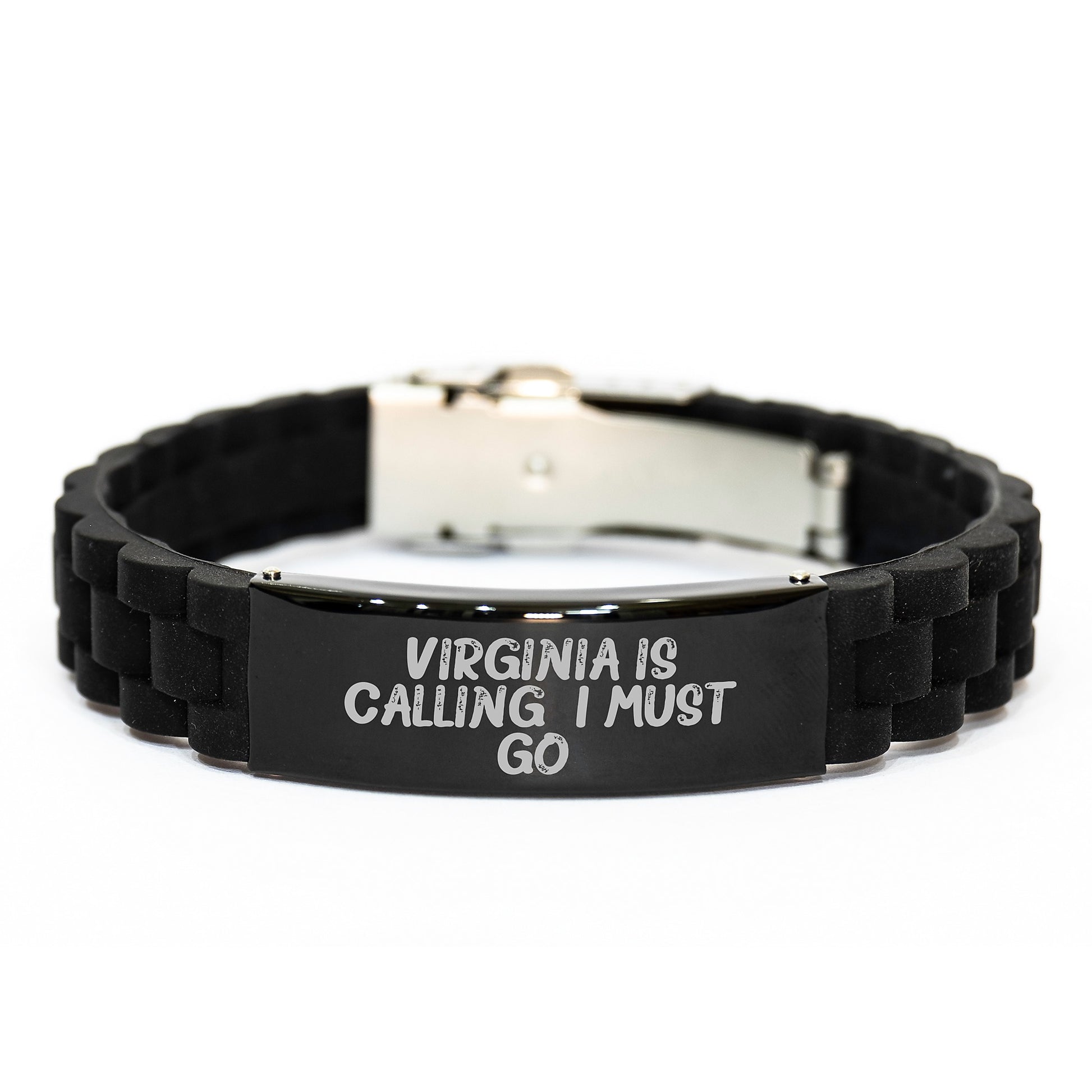 Virginia Calling, Inspirational Glide lock Clasp Black Stainless Steel Silicone Adjustable Gift for Men or Women from Friends, Coworkers, or Family - Image 1