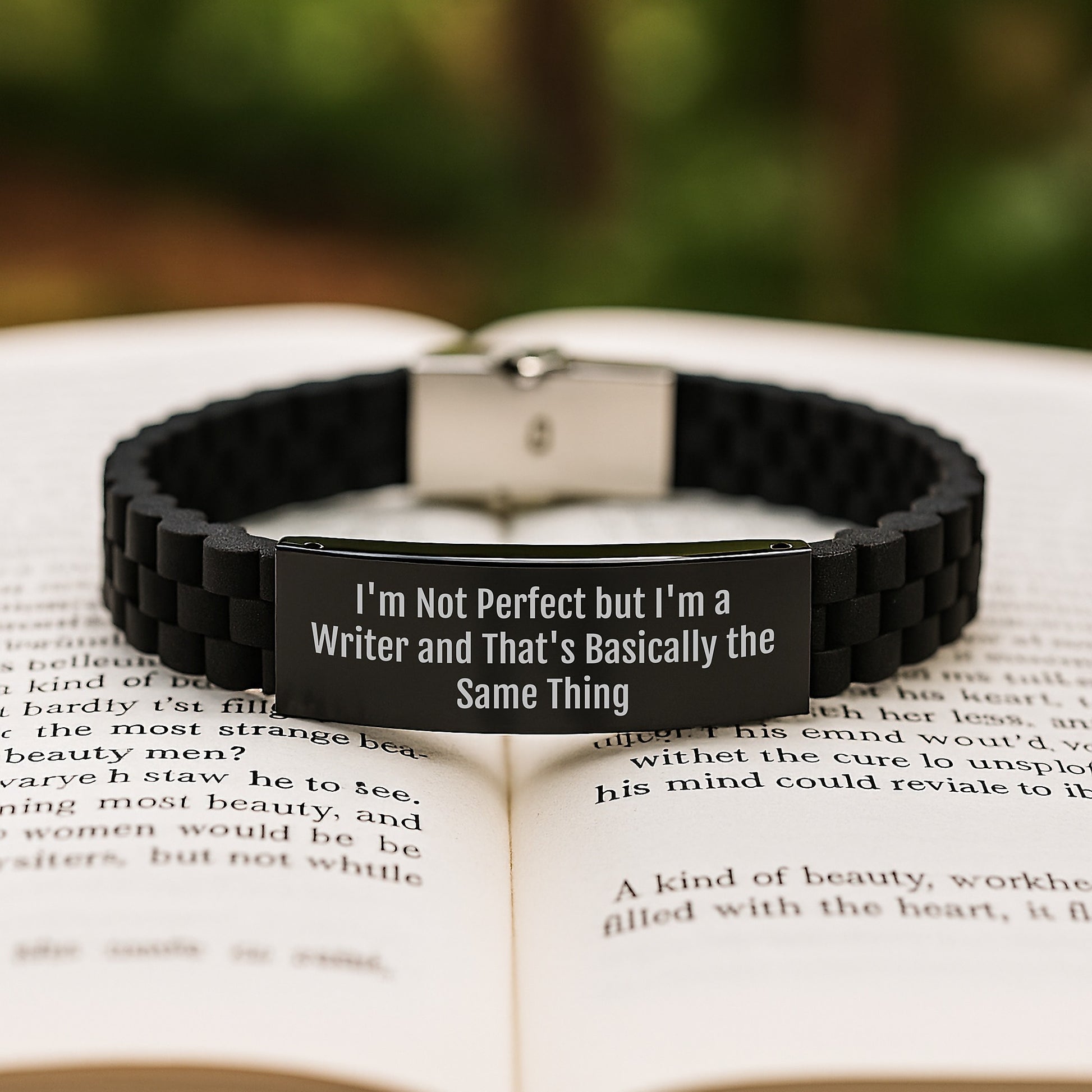 Funny Writer Quotes Gifts from Friends for Christmas - Glide lock Clasp Bracelet, Inspirational Writer Jewelry for Men and Women, Writer Style Accessories - Image 2