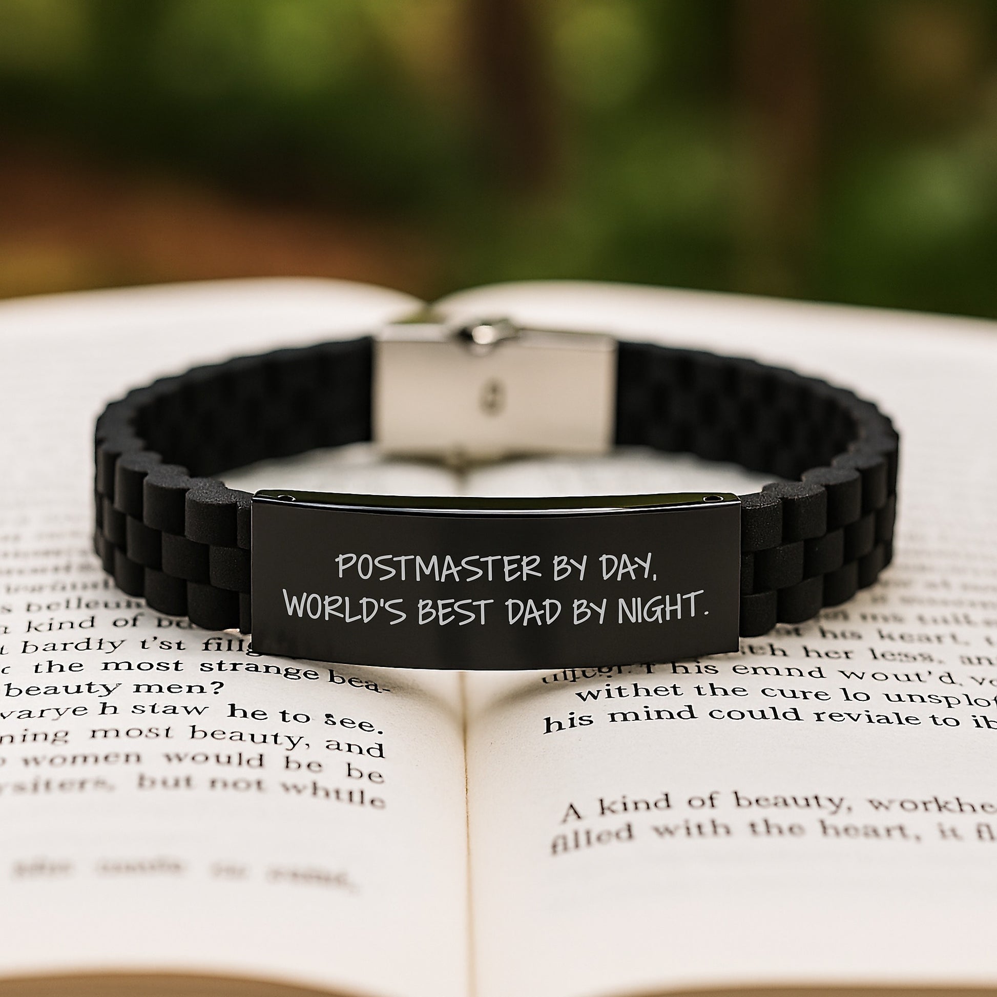 Postmaster Gifts from Men, Unique Graduation Gifts for Postmaster, Funny Quote Glide lock Clasp Bracelet, Adjustable Black Stainless Steel Silicone - Image 2
